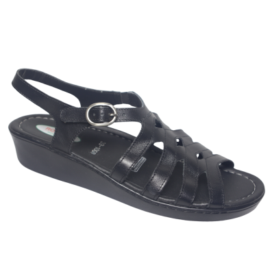 Sandalia de Cuero para Mujer R&oacute;mulo Ref 1060 Negro | Calzado C&oacute;modo y Ergon&oacute;mico | Tus Pasos Bogot&aacute;